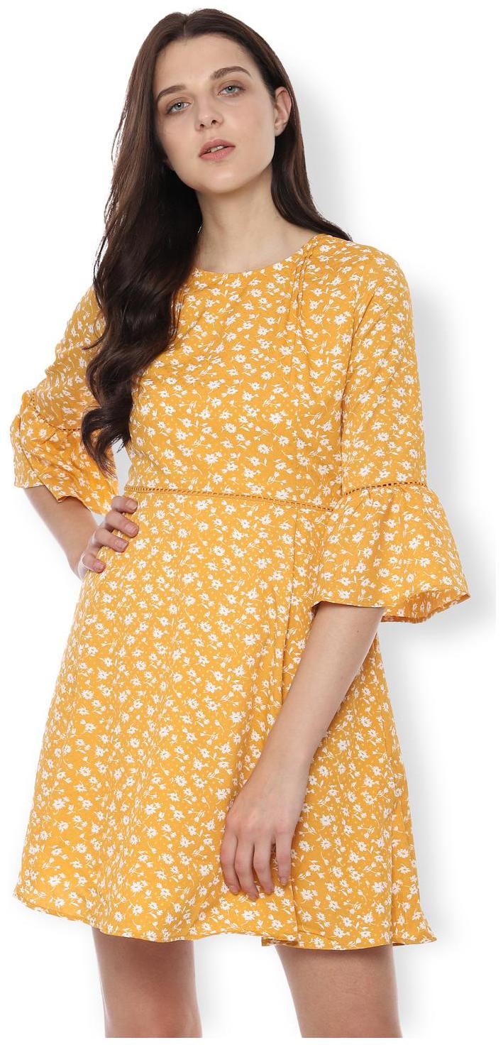 

Van Heusen Yellow Printed A-line dress