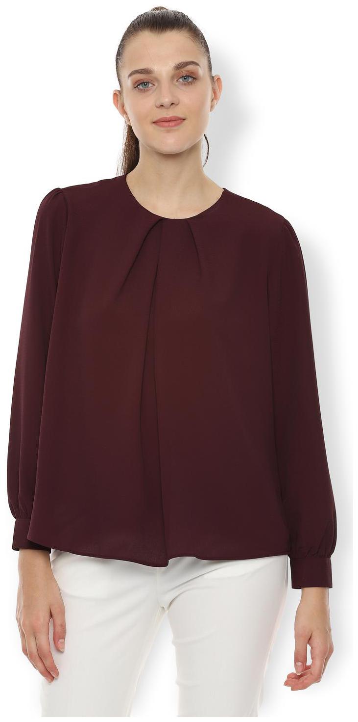 

Van Heusen Women Solid Regular top - Maroon