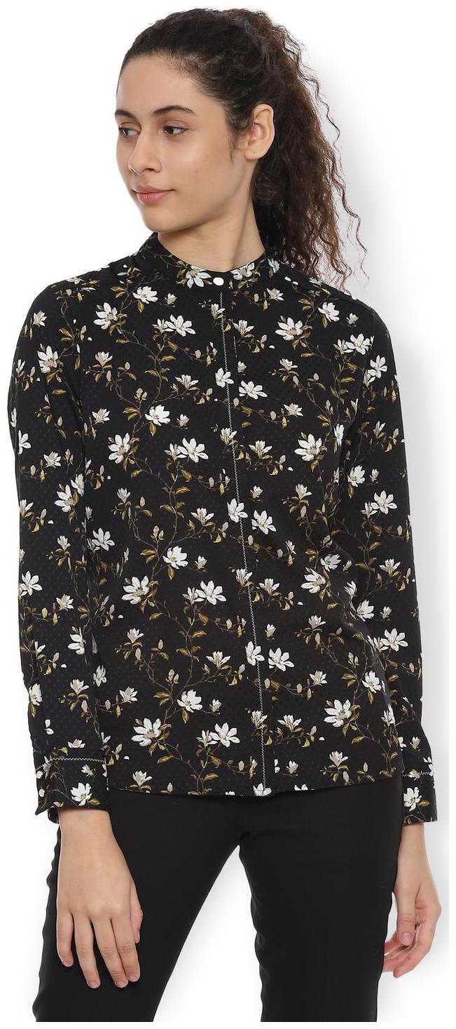 

Van Heusen Women Black Printed Regular Fit Shirt