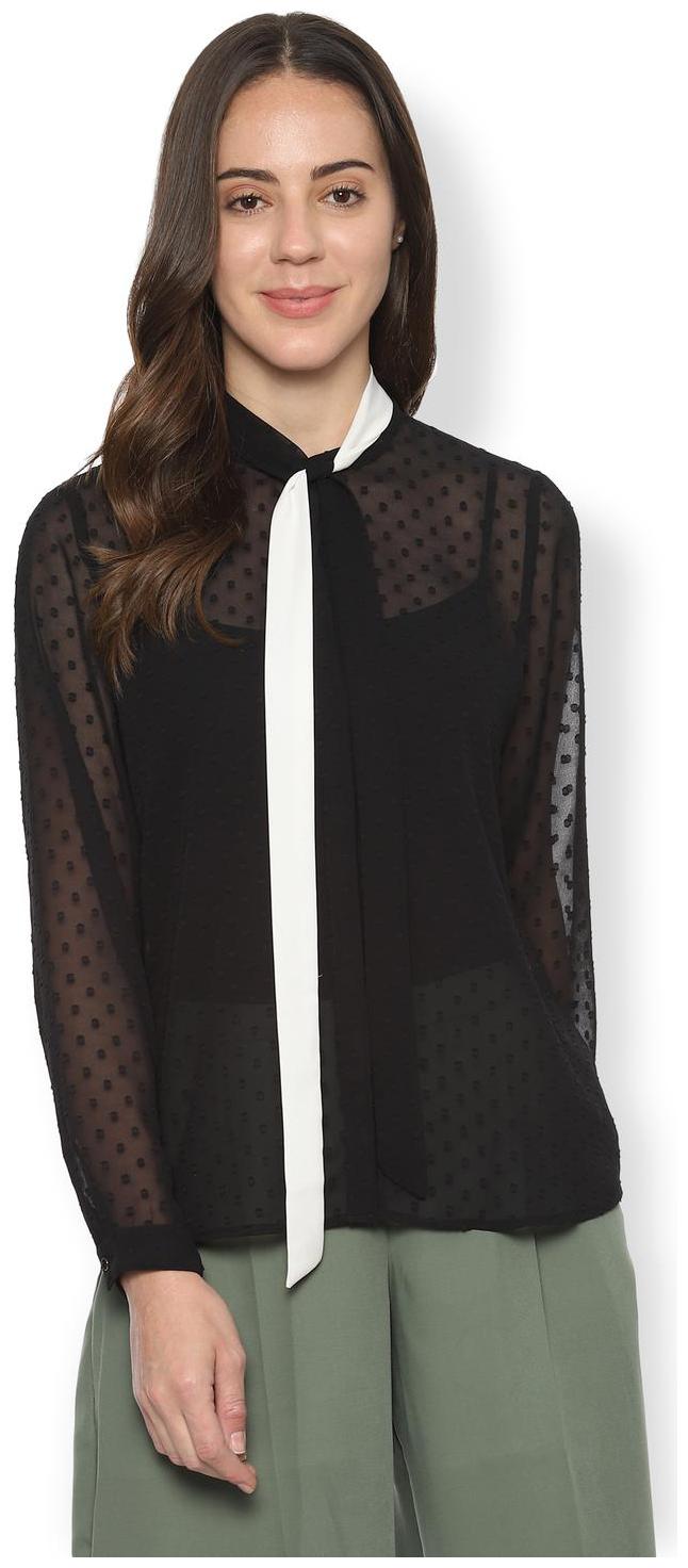 

Van Heusen Women Self design Regular top - Black