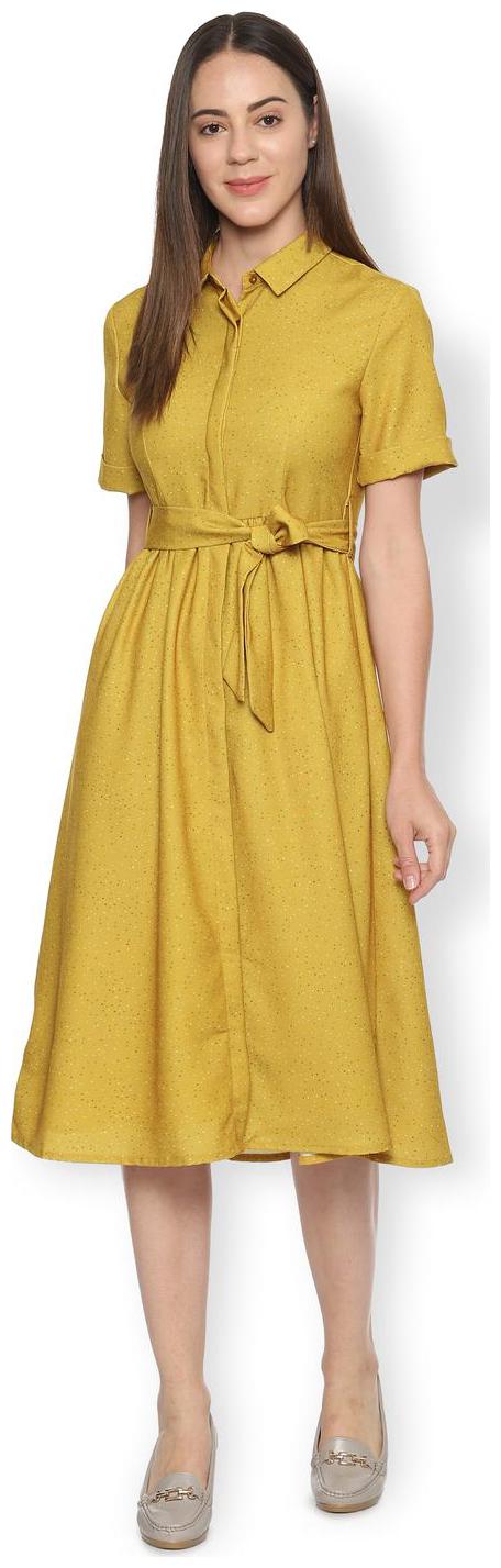 

Van Heusen Yellow Printed A-line dress