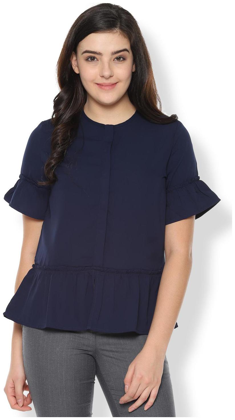 

Van Heusen Women Solid Regular top - Blue