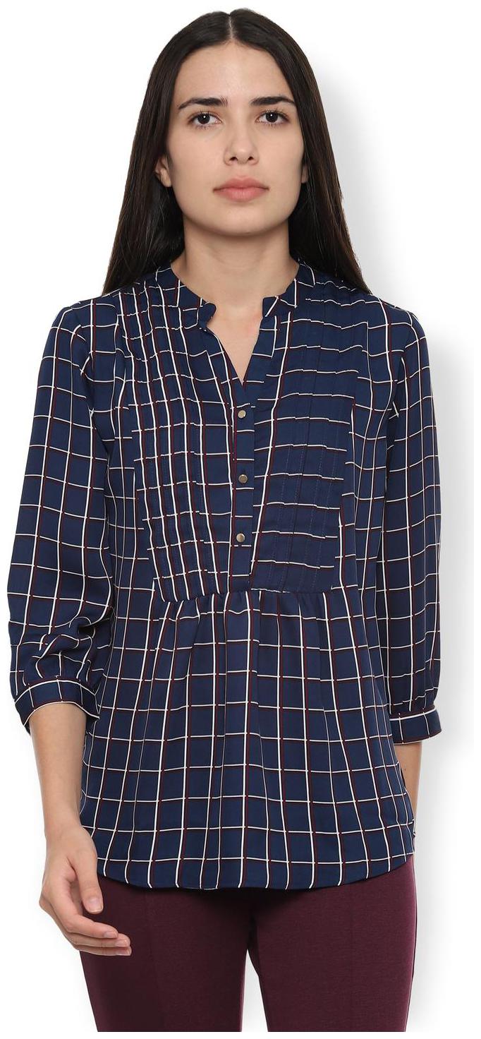 

Van Heusen Women Checked Regular top - Blue