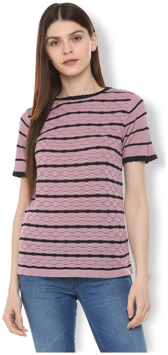 

Van Heusen Women Self design Regular top - Pink