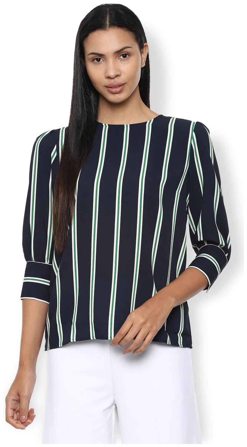 

Van Heusen Women Striped Regular top - Blue