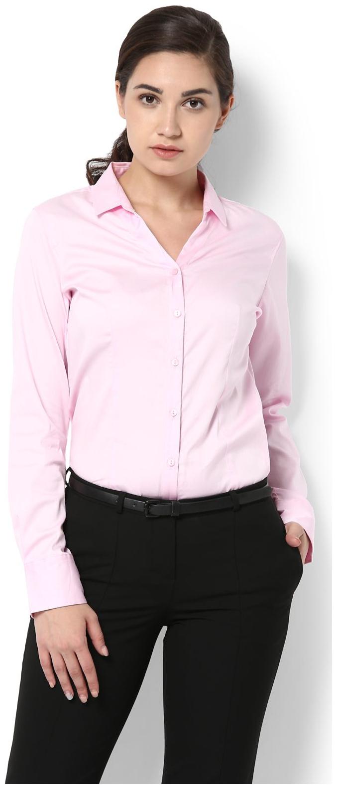 

Van Heusen Women Pink Solid Regular Fit Shirt