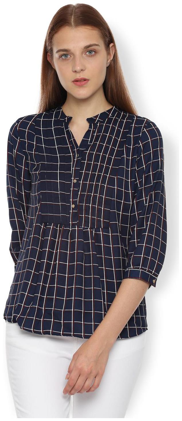 

Van Heusen Women Checked Regular top - Blue