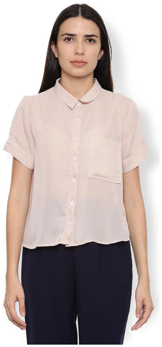 

Van Heusen Women Beige Striped Regular Fit Shirt