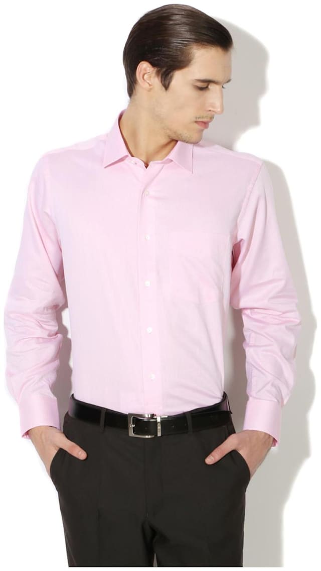 Van Heusen Men Pink Solid Regular Fit Casual Shirt