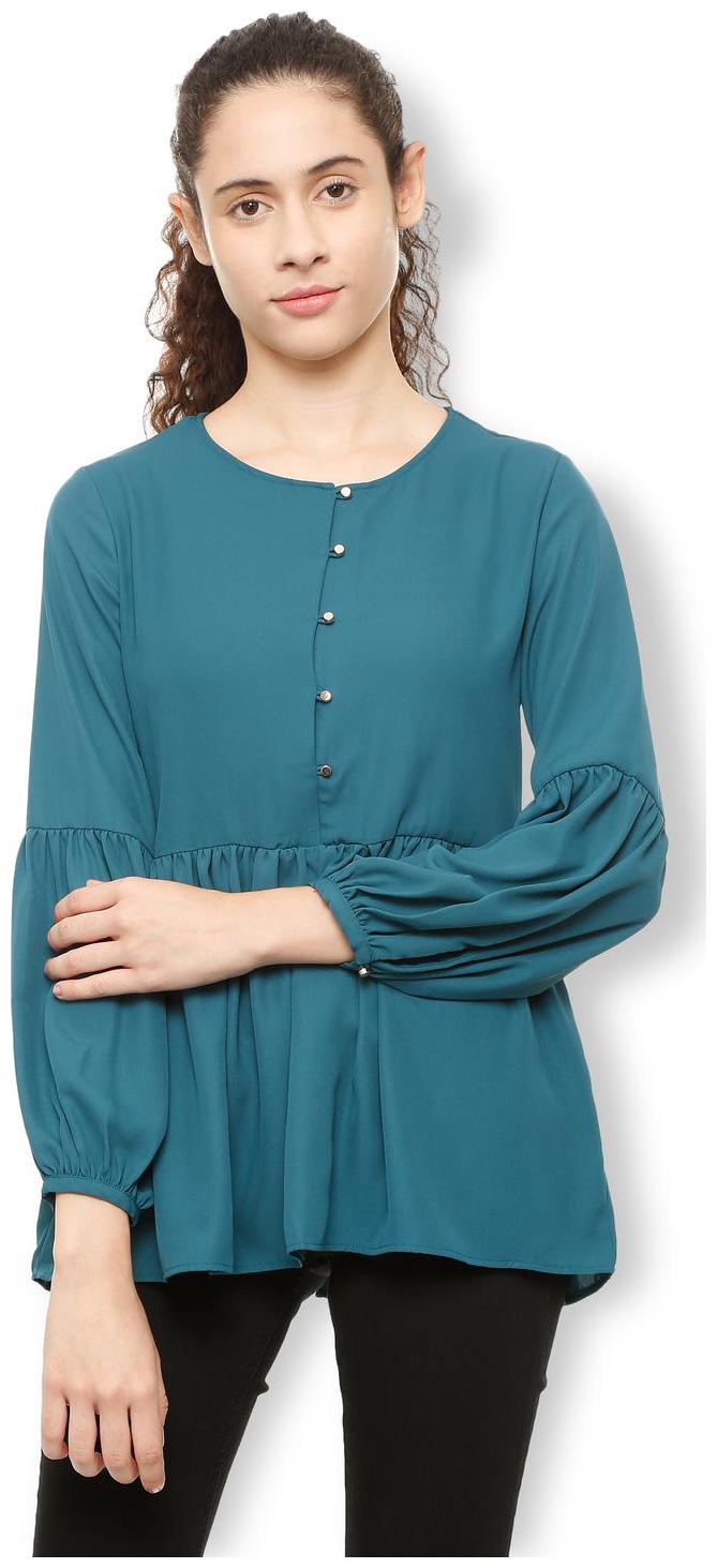 

Van Heusen Women Solid Regular top - Blue