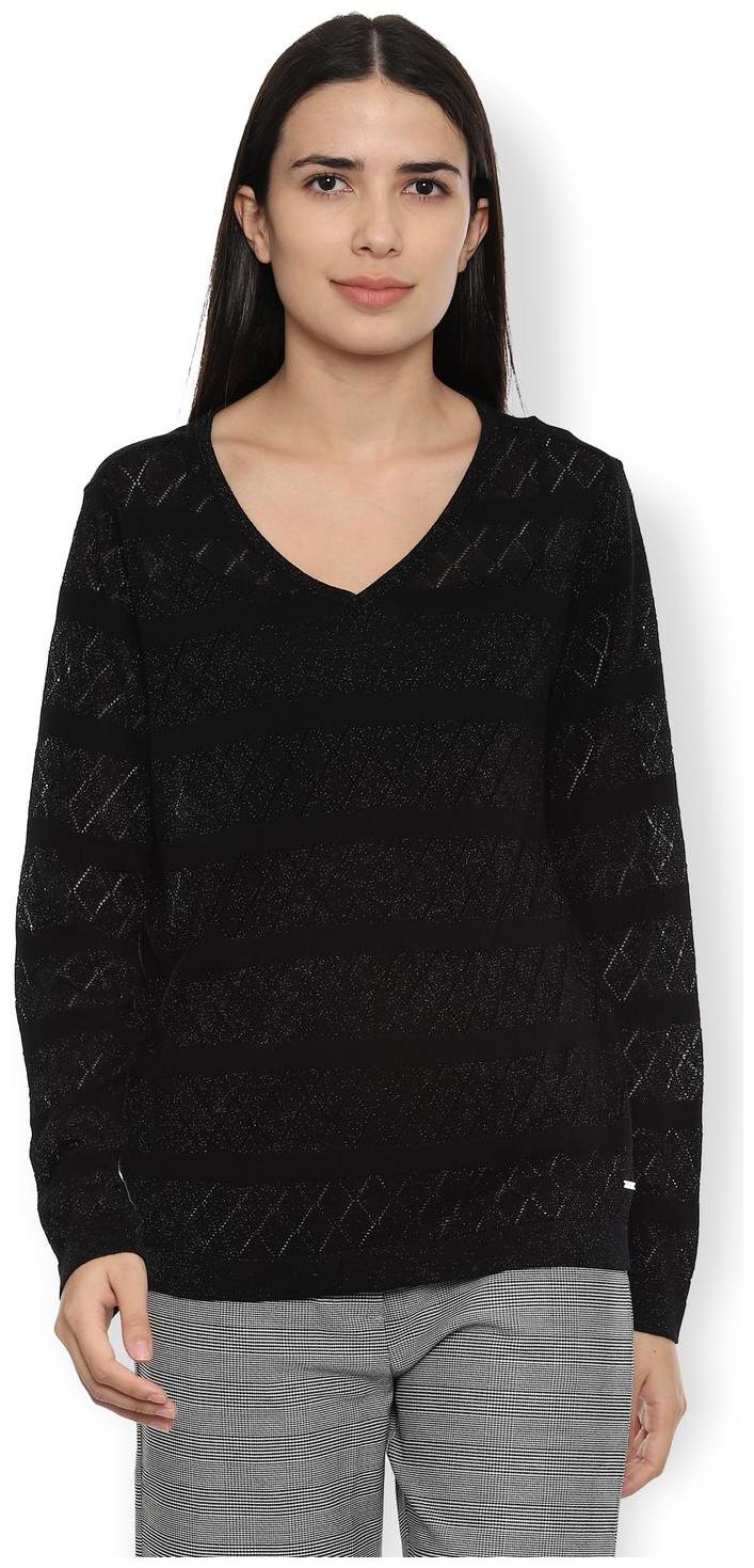 

Van Heusen Women Self design Regular top - Black