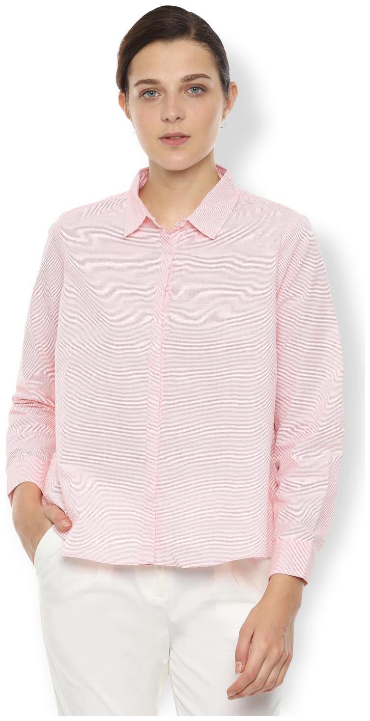 

Van Heusen Women Pink Striped Regular Fit Shirt