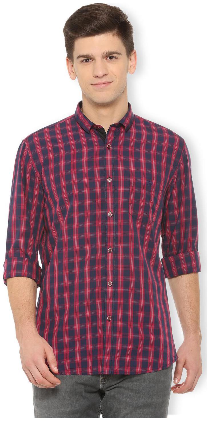 

Van Heusen Men Pink Checked Slim Fit Casual Shirt