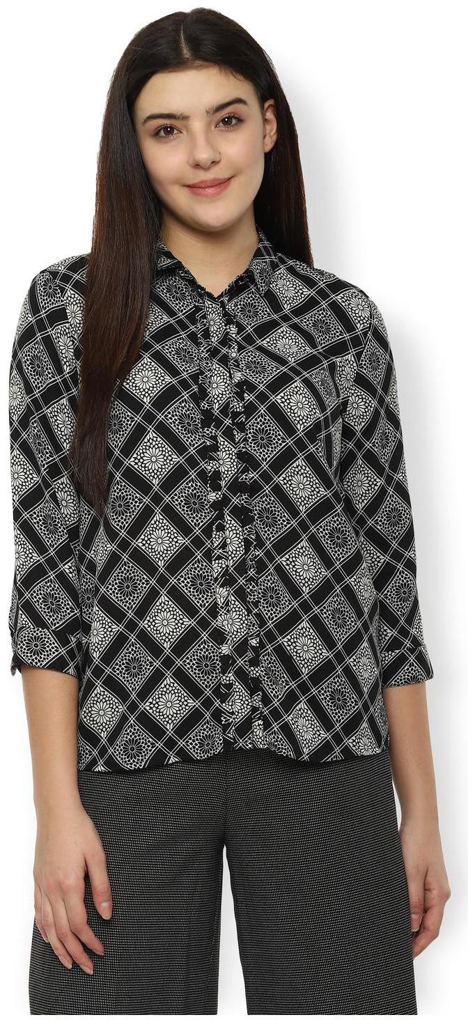 

Van Heusen Women Black Printed Regular Fit Shirt