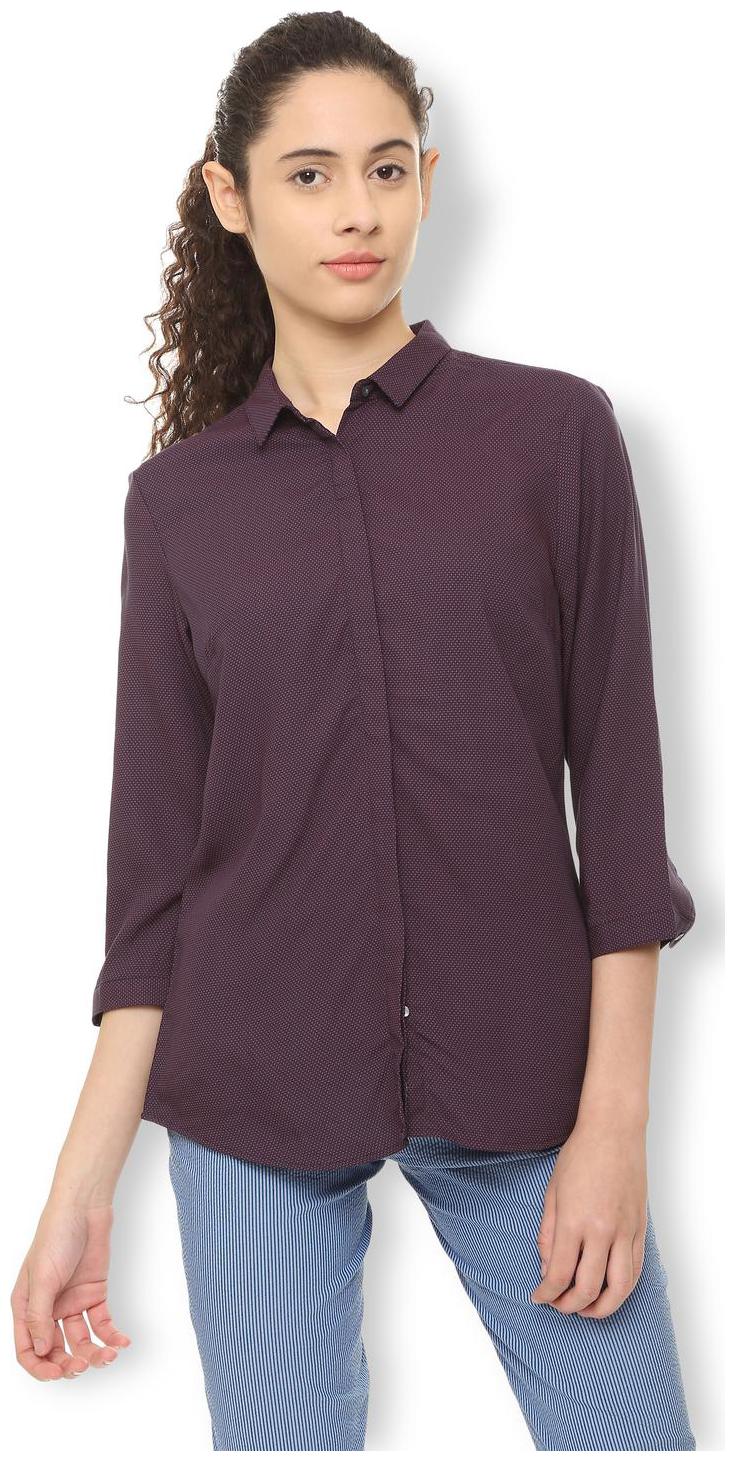 

Van Heusen Women Purple Printed Regular Fit Shirt