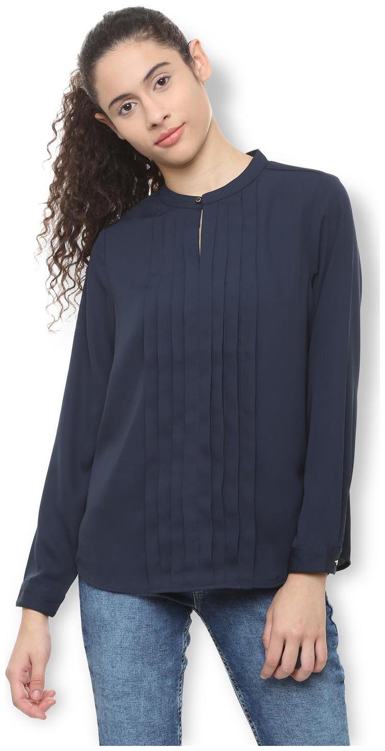 

Van Heusen Women Striped Regular top - Blue