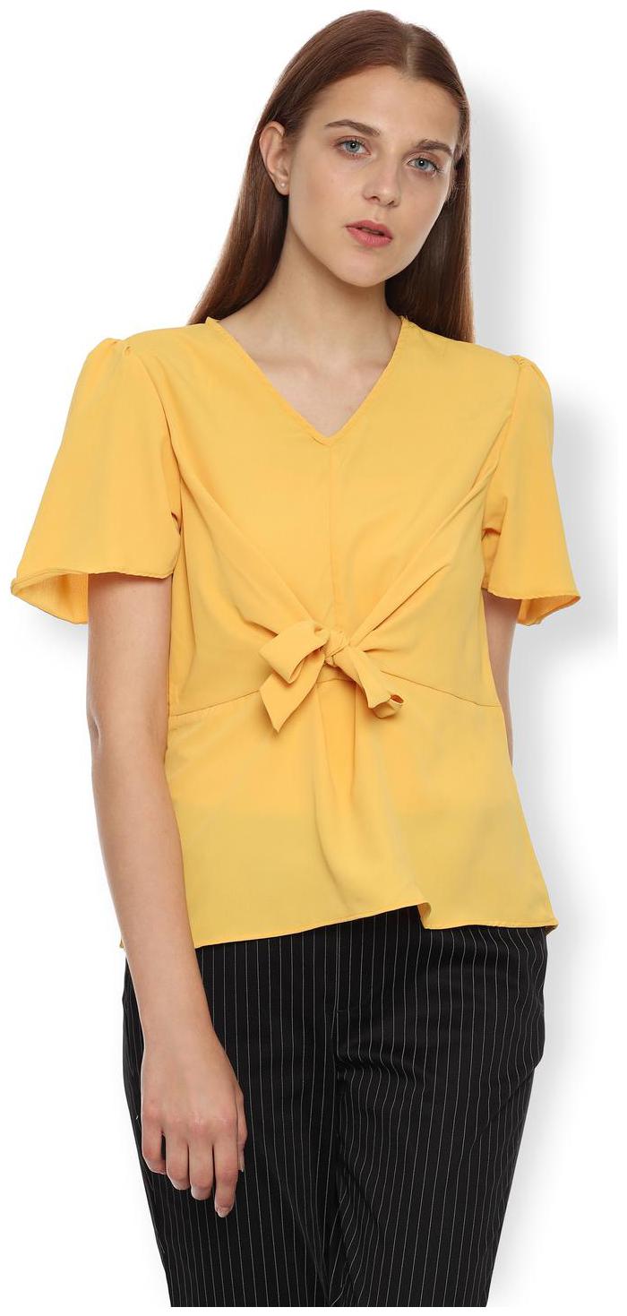 

Van Heusen Women Solid Regular top - Yellow