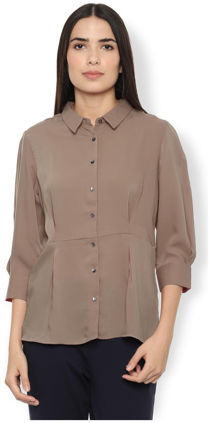 

Van Heusen Women Brown Solid Regular Fit Shirt