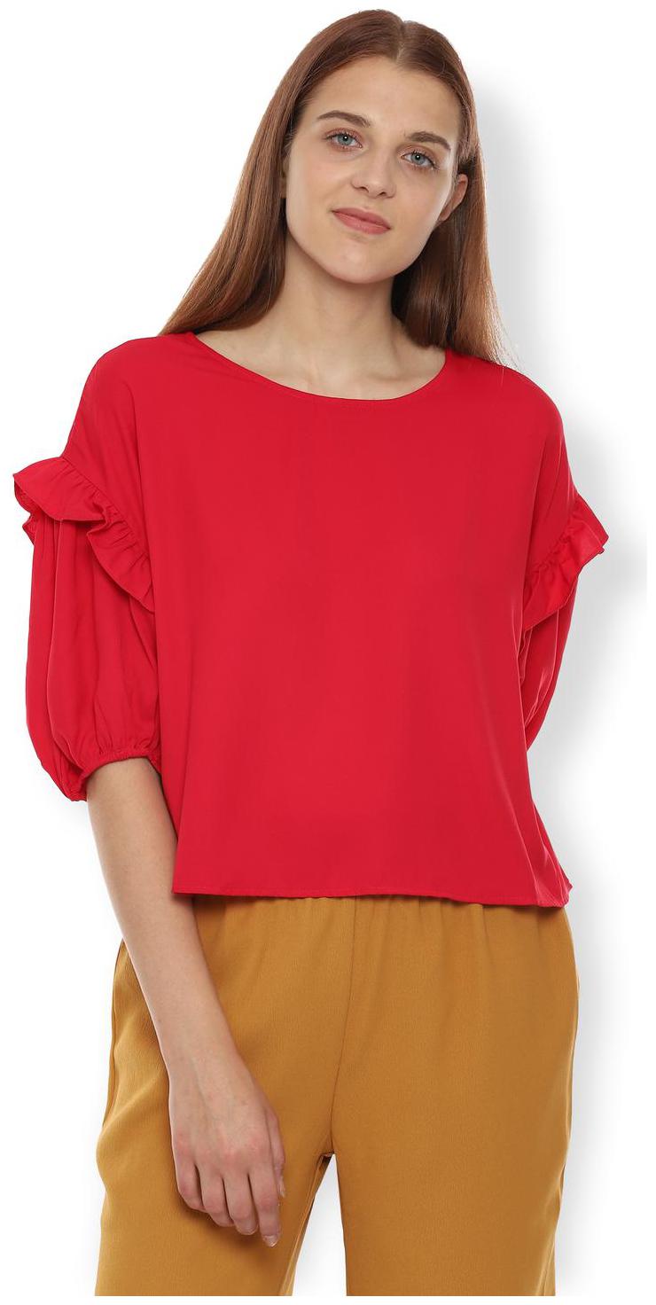 

Van Heusen Women Solid Regular top - Red
