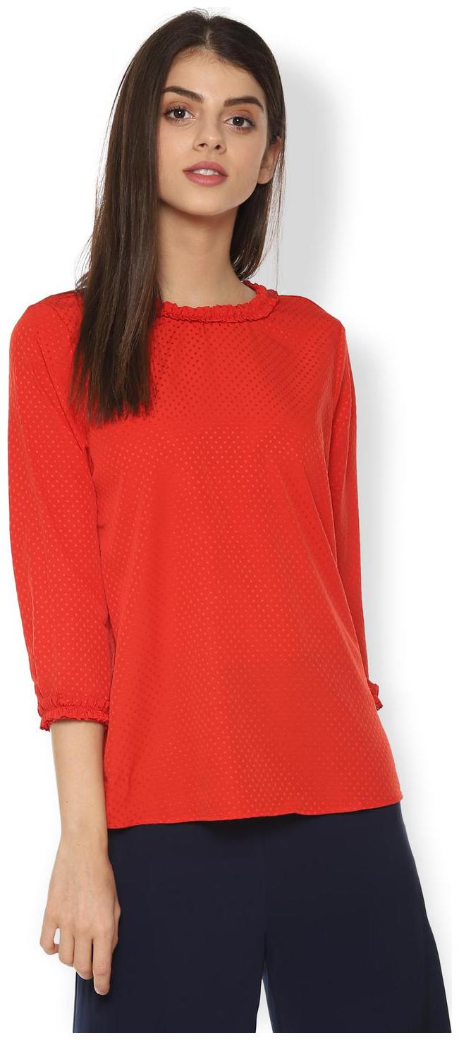 

Van Heusen Women Self design Regular top - Red