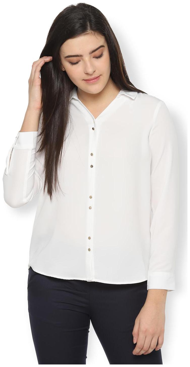 

Van Heusen Women White Solid Regular Fit Shirt