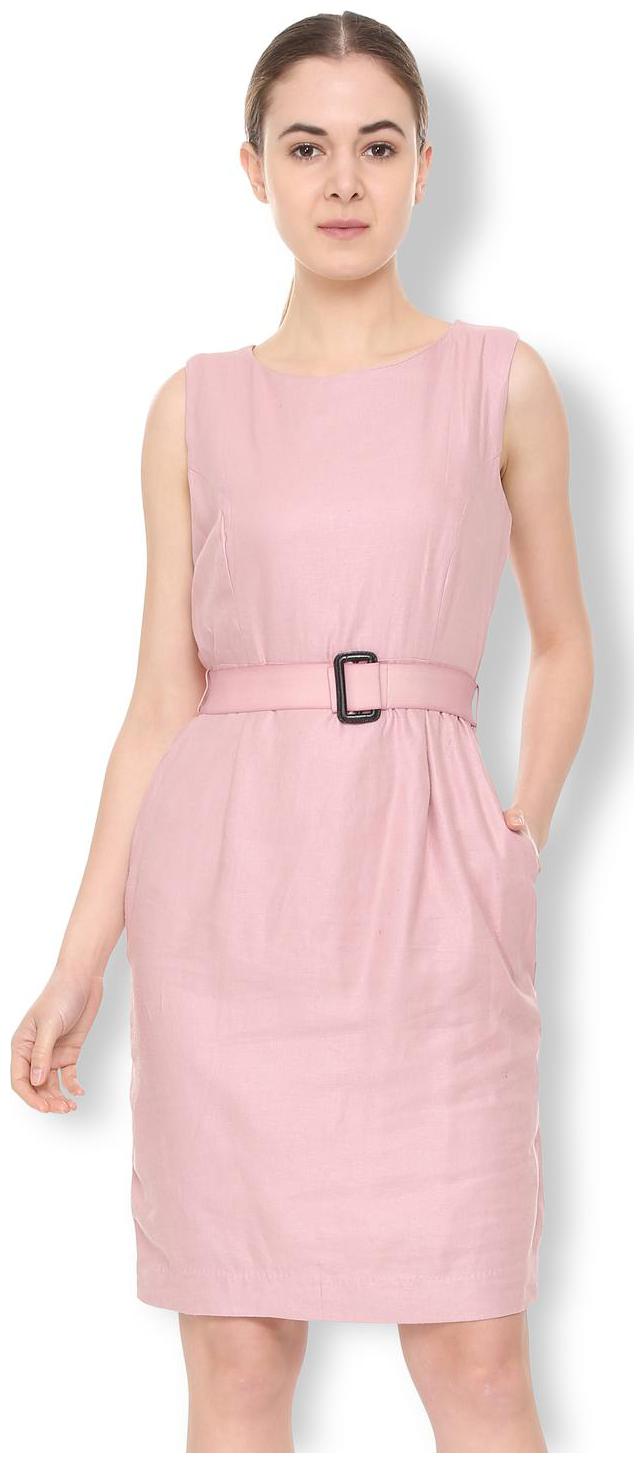 

Van Heusen Pink Solid A-line dress