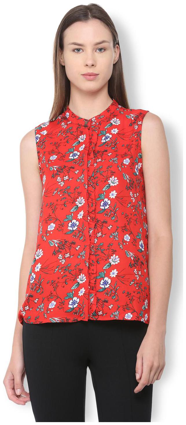 

Van Heusen Women Red Printed Regular Fit Shirt