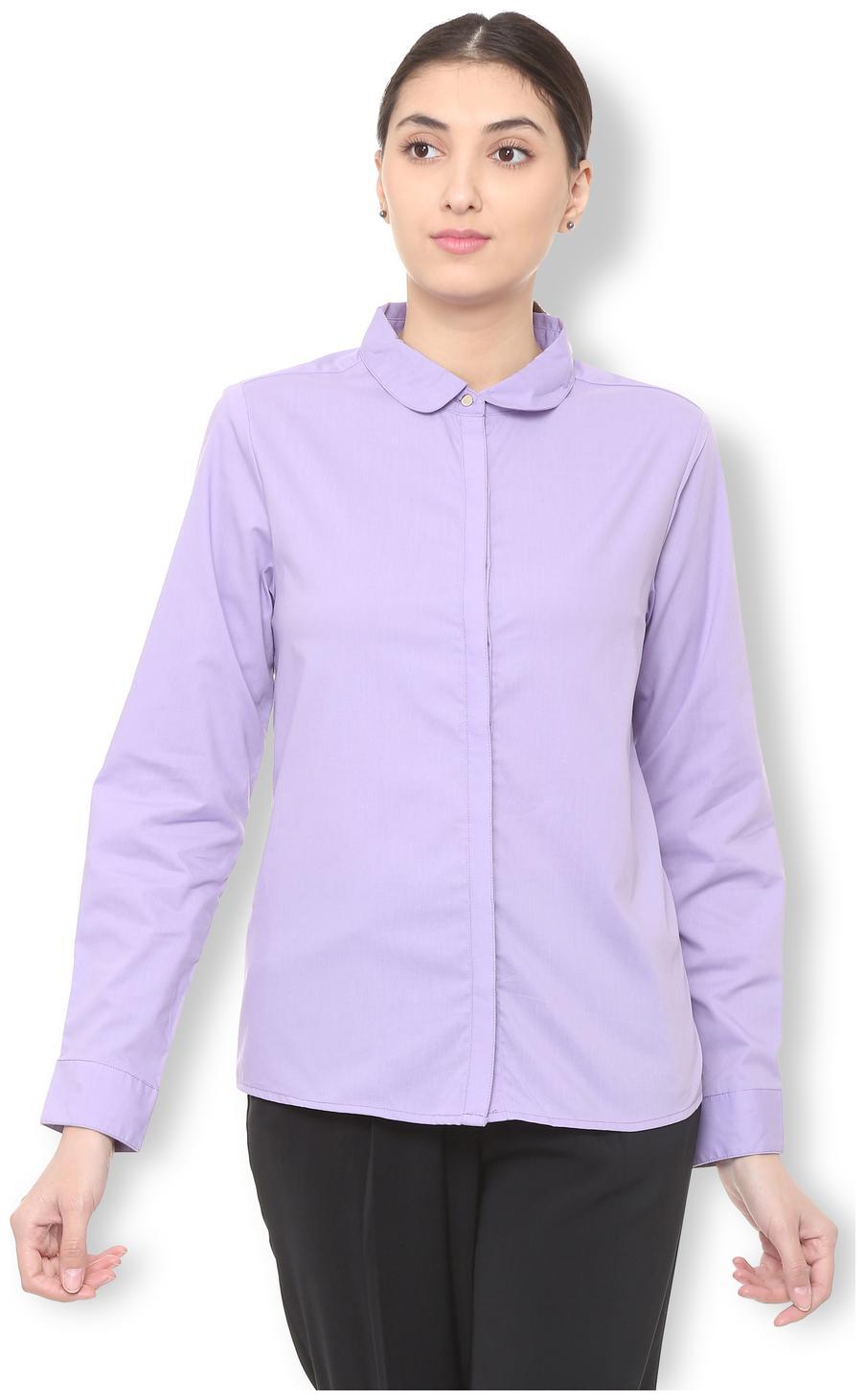 

Van Heusen Women Purple Solid Regular Fit Shirt