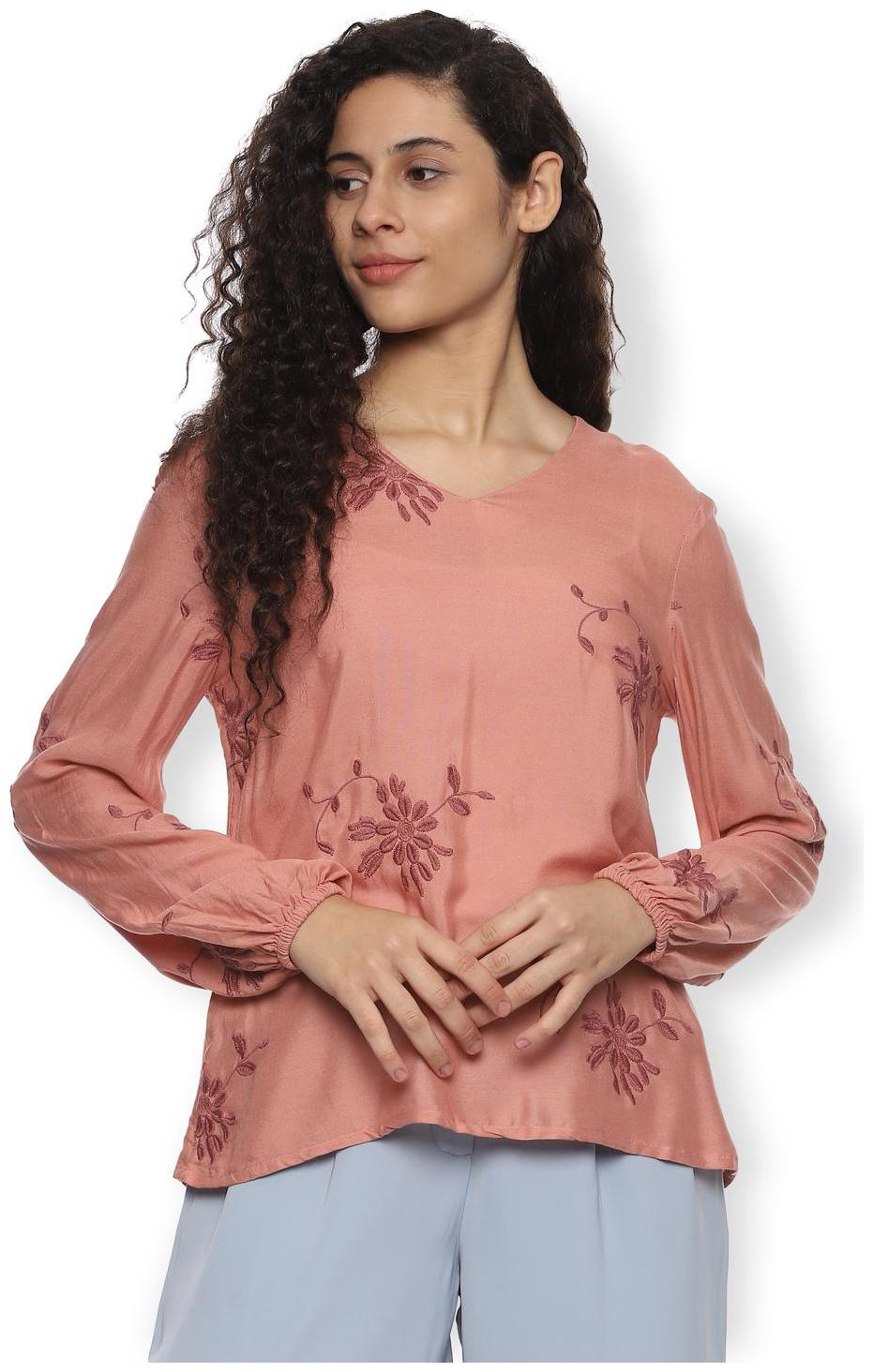 

Van Heusen Women Self design Regular top - Orange