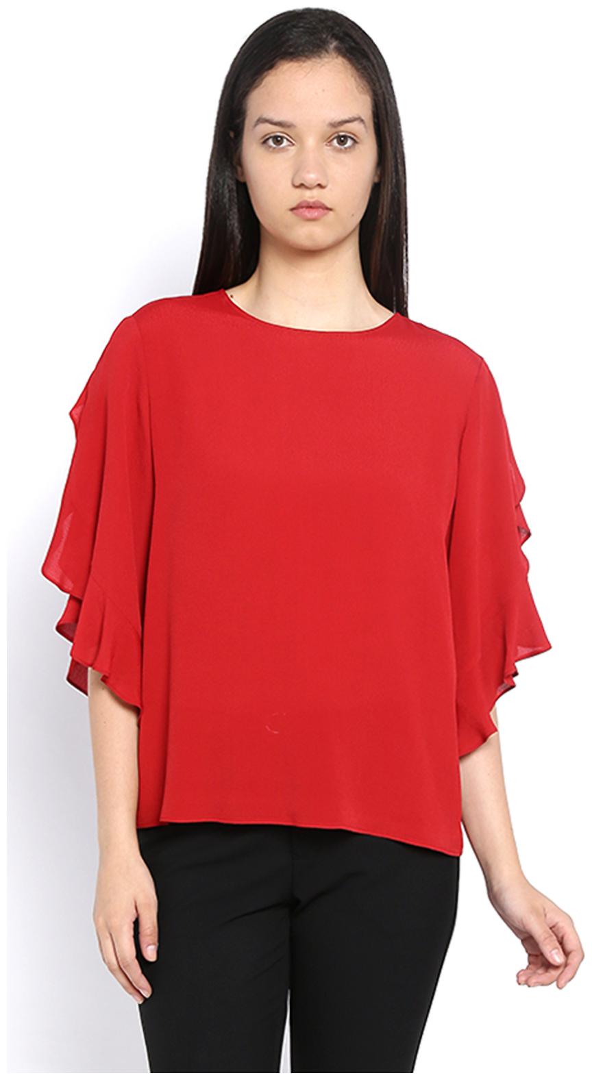 

Van Heusen Women Solid A-line top - Red