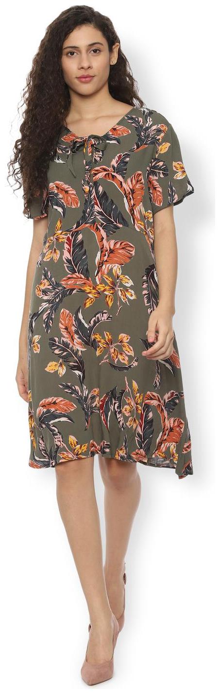 

Van Heusen Green Printed A-line dress