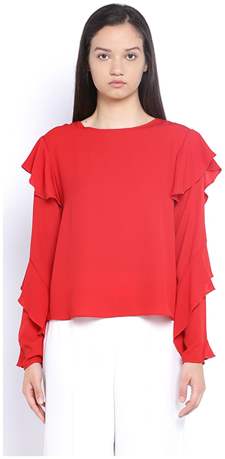 

Van Heusen Women Solid Regular top - Red