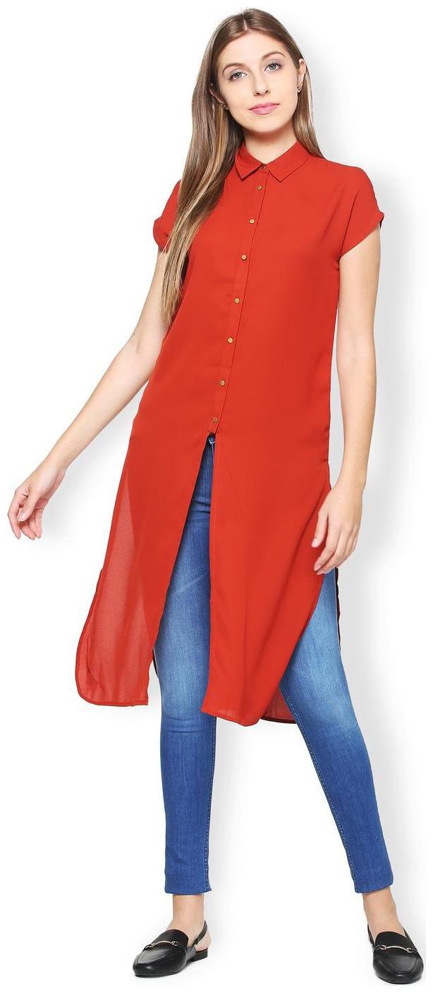

Van Heusen Women Solid Regular tunic - Red
