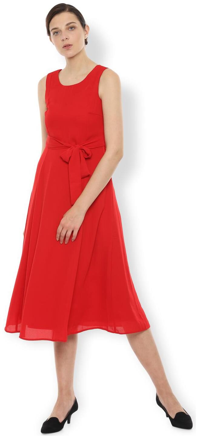 

Van Heusen Red Solid A-line dress