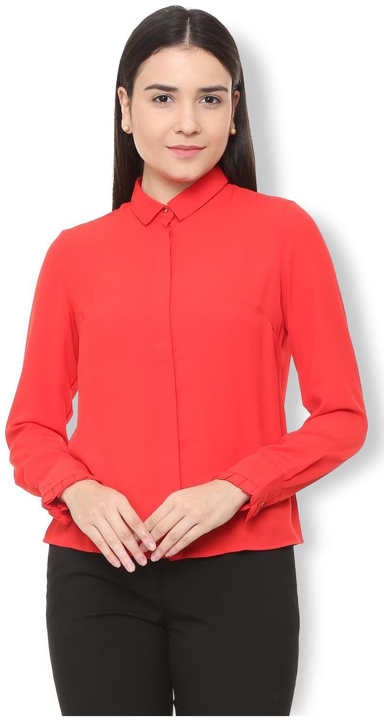 

Van Heusen Women Red Solid Regular Fit Shirt