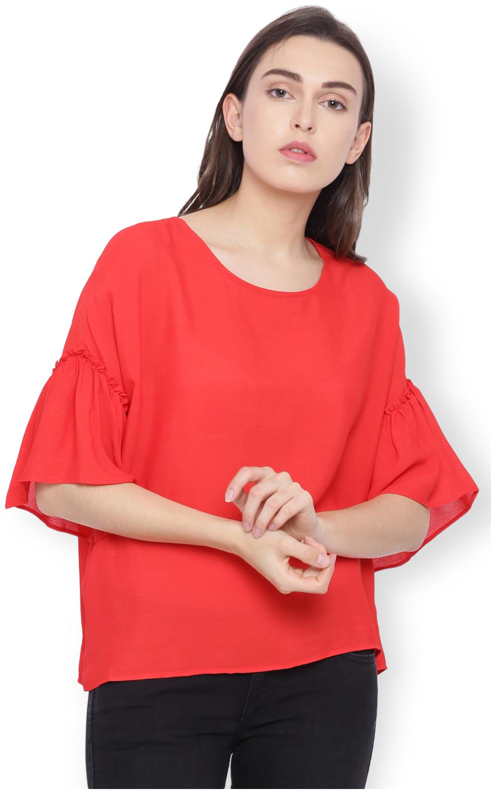 

Van Heusen Women Solid Regular top - Red