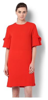 

Van Heusen Red Solid A-line dress