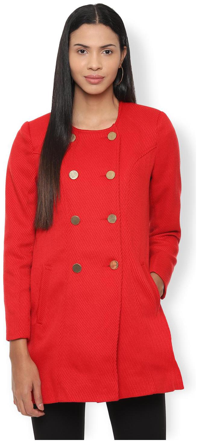 

Van Heusen Women Self Design Regular Jacket - Red
