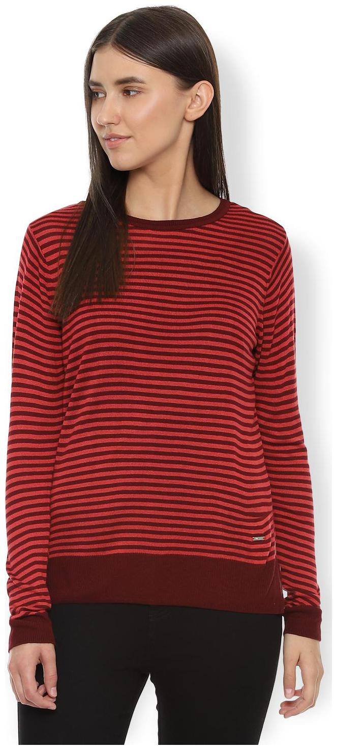 

Van Heusen Women Striped Regular top - Red Maroon