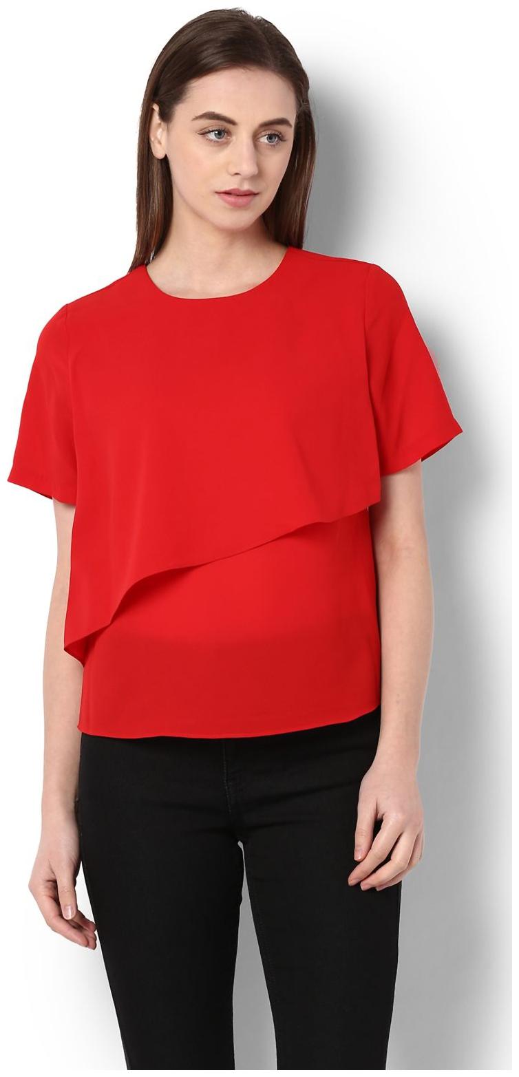 

Van Heusen Women Solid A-line top - Red