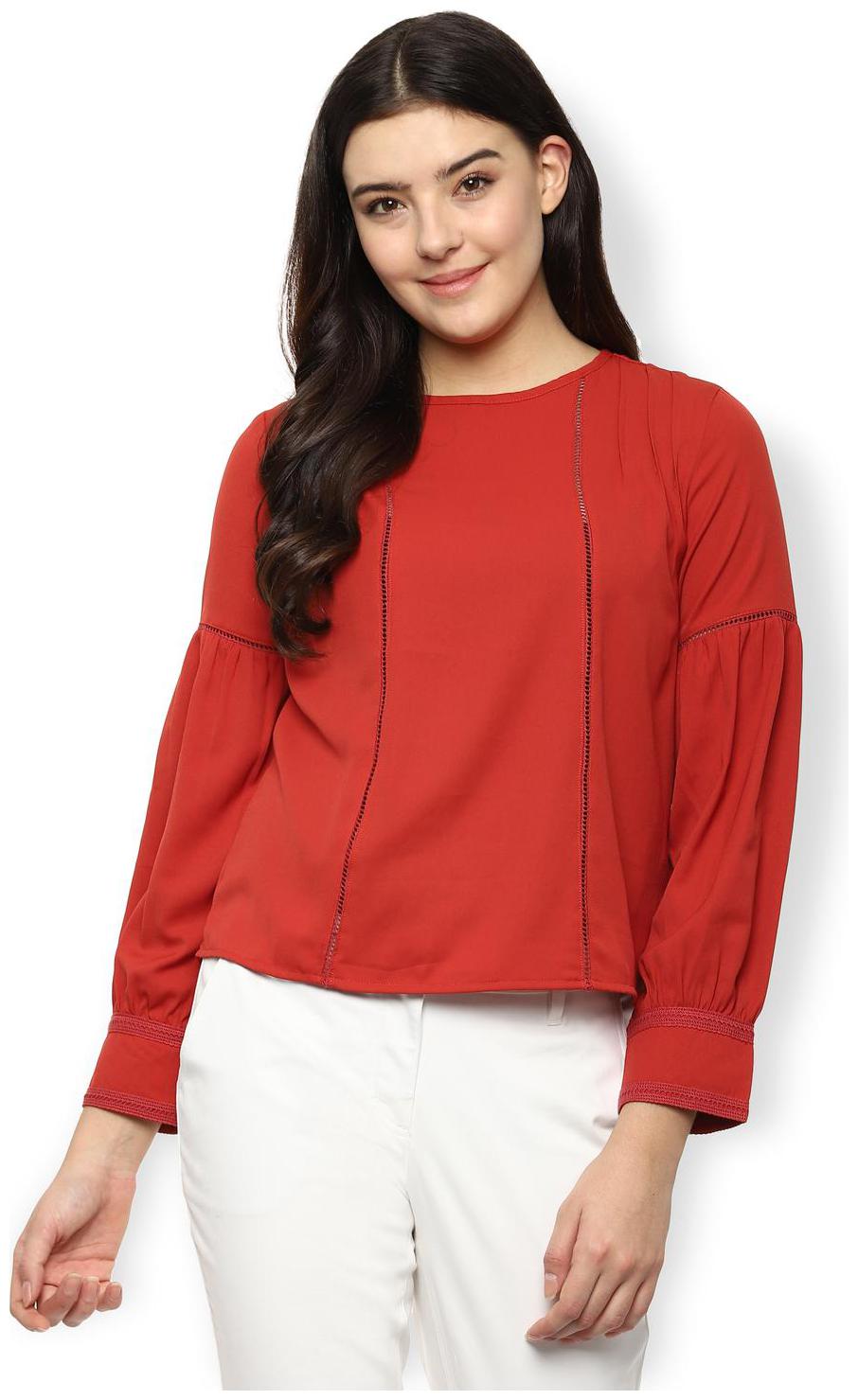 

Van Heusen Women Solid Regular top - Red