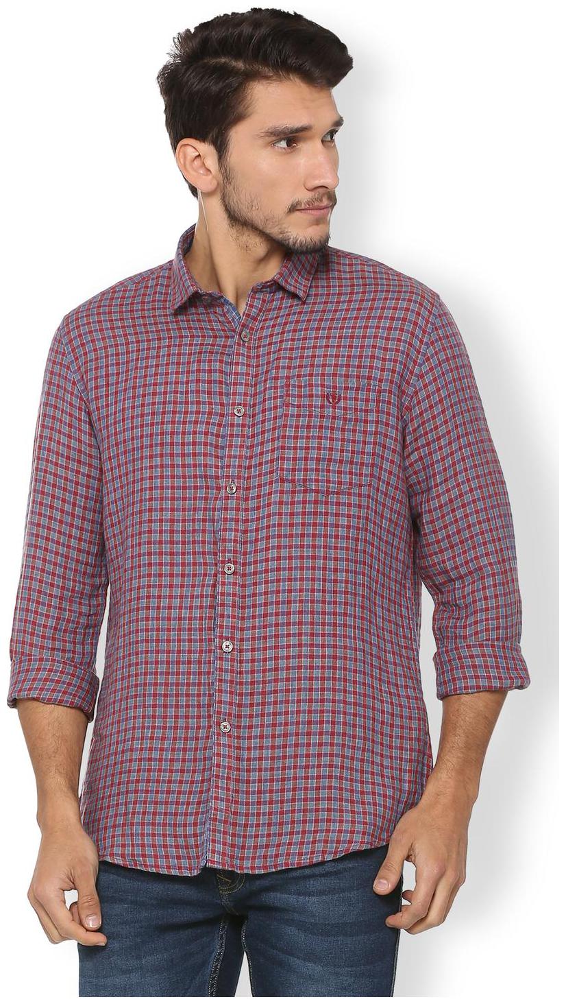 

Van Heusen Men Red Checked Slim Fit Casual Shirt