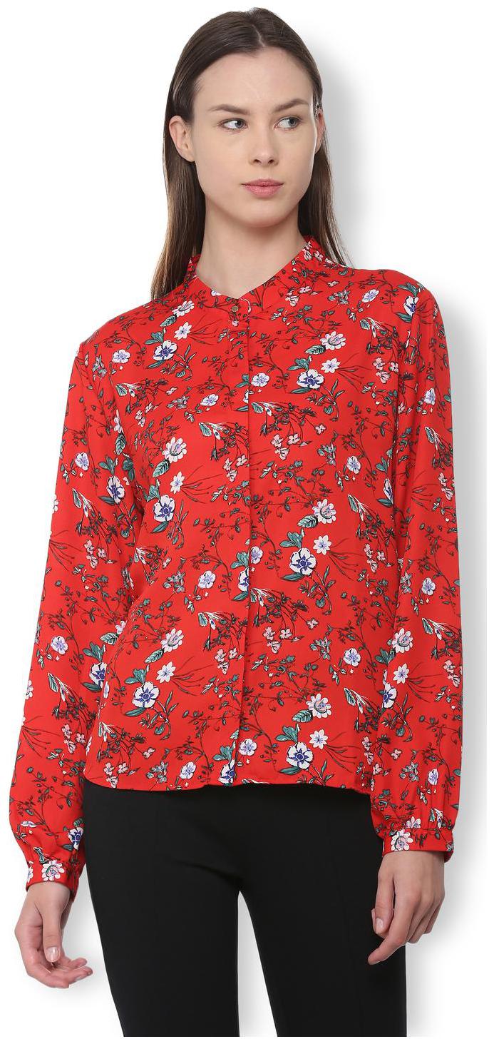 

Van Heusen Women Red Printed Regular Fit Shirt