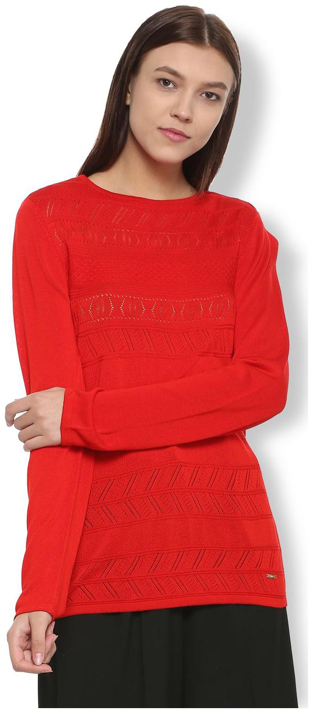 

Van Heusen Women Self design Regular top - Red