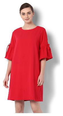 

Van Heusen Red Solid Fit flare dress