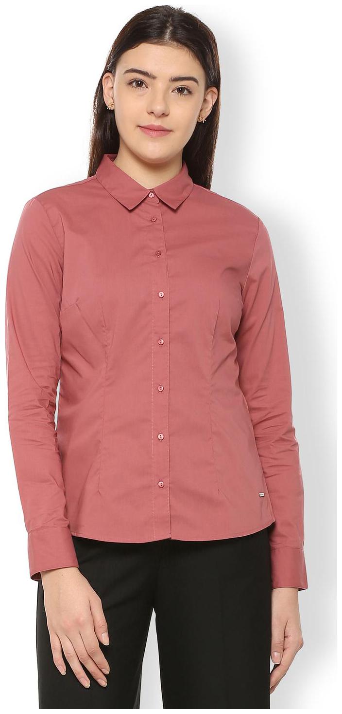 

Van Heusen Women Red Solid Regular Fit Shirt