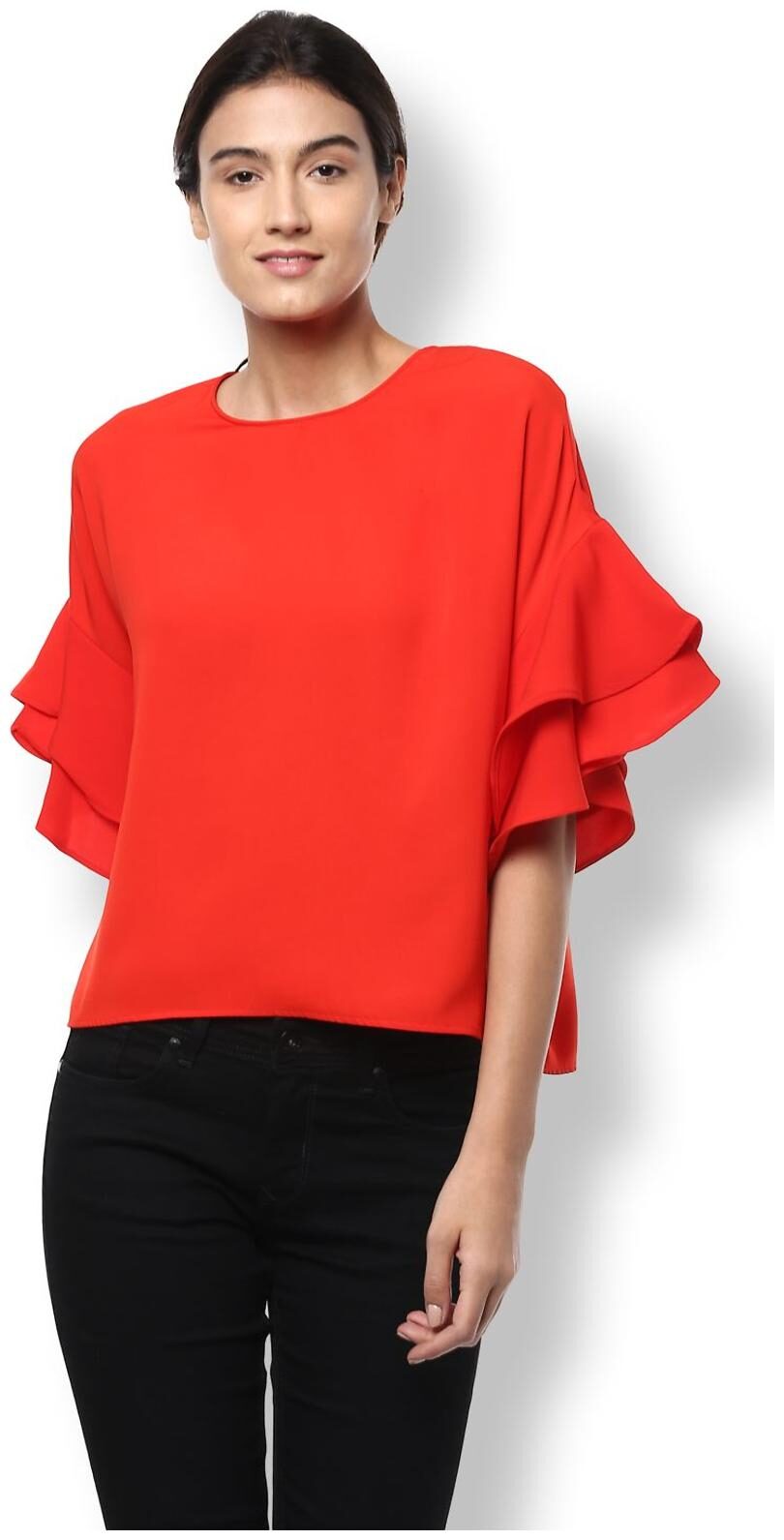 

Van Heusen Women Solid Regular top - Red