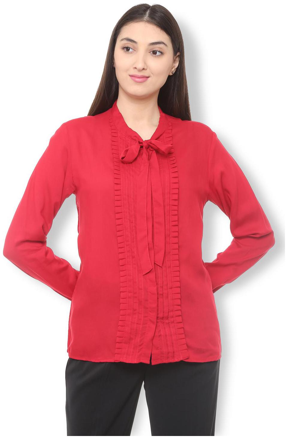 

Van Heusen Women Red Solid Regular Fit Shirt