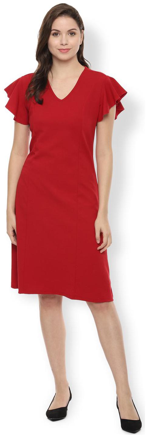 

Van Heusen Red Solid A-line dress