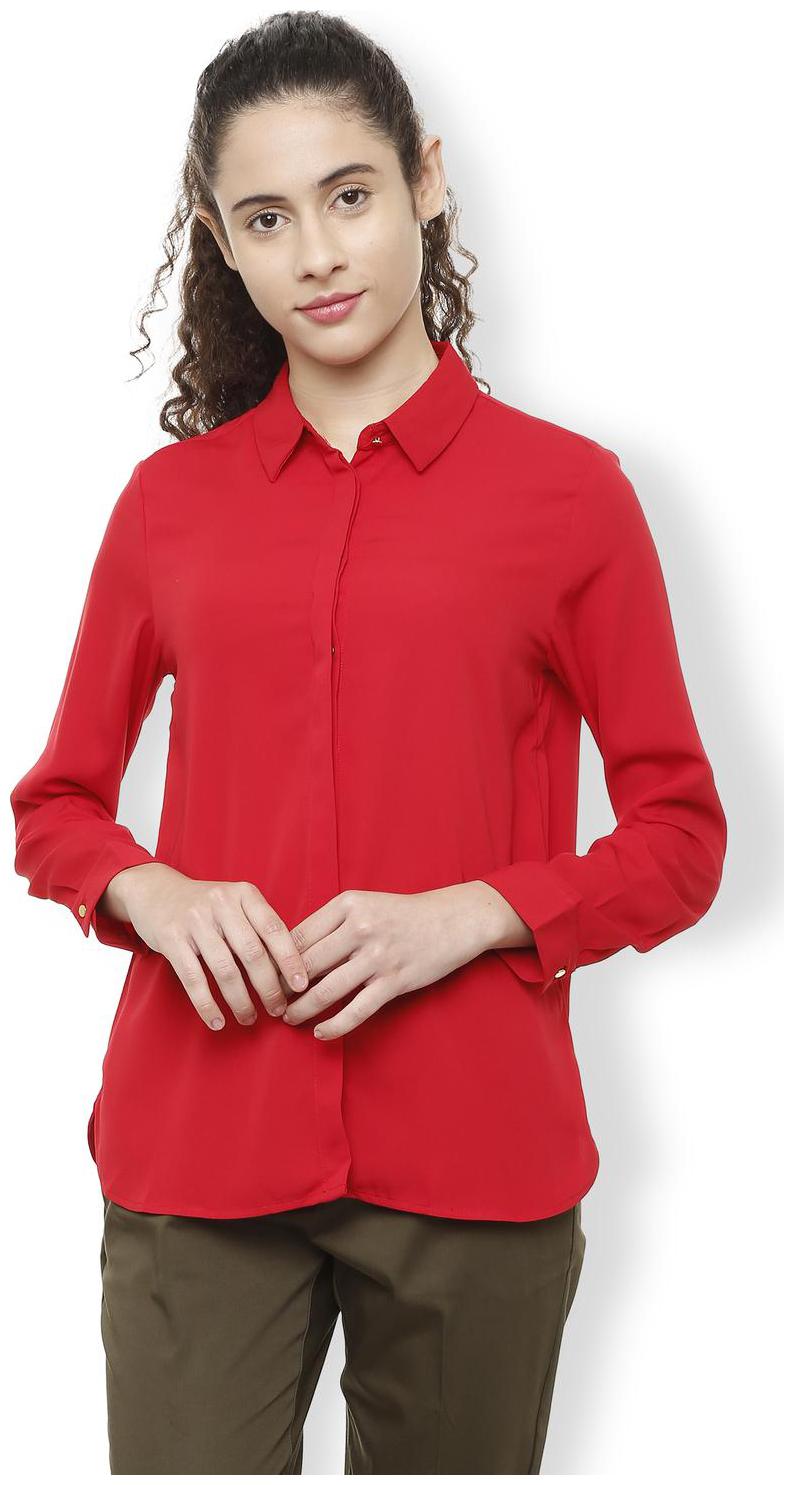 

Van Heusen Women Red Solid Regular Fit Shirt